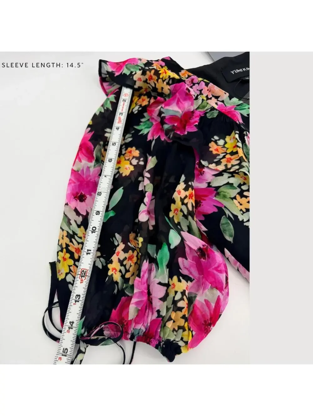 Yumi Kim Hailey Floral Mini Dress Black Silk Feel NWT M - Picture 9 of 9